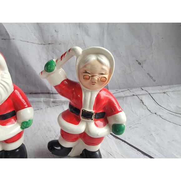 1950s Vintage Salt Pepper Shakers NAPCO Santa & Mrs. Claus Bell Ringers - Picture 2 of 14
